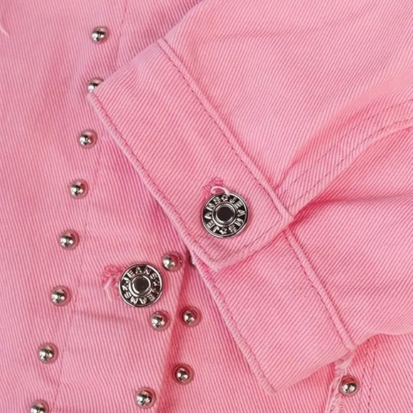 NIB! Pink stud jean jacket - Picture 2 of 5